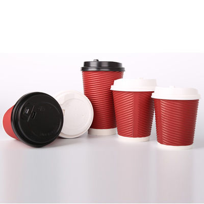 لیوان های کاغذی کرافت با استفاده از درب ، دفع مواد غذایی چاپی قهوه Ripple 16oz