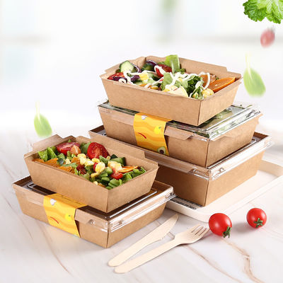 جعبه کاغذی کرافت با درب شفاف برای سالاد ، میوه و غذای سرد