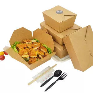 جعبه غذای کاغذی تاشو کرافت سازگار با محیط زیست برای فست فود ، سالاد ، میوه