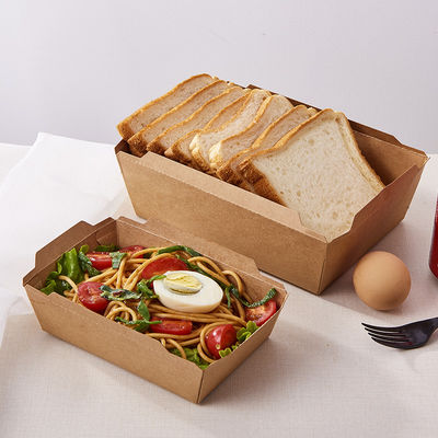 جعبه بسته بندی مواد غذایی کاغذی کرافت با درب PET شفاف برای سالاد ، نانوایی